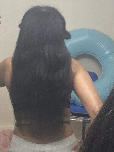 Here is where I put oil on my hair (jojoba and fengreek/clove) and putting my hair in a tight bun for the waves